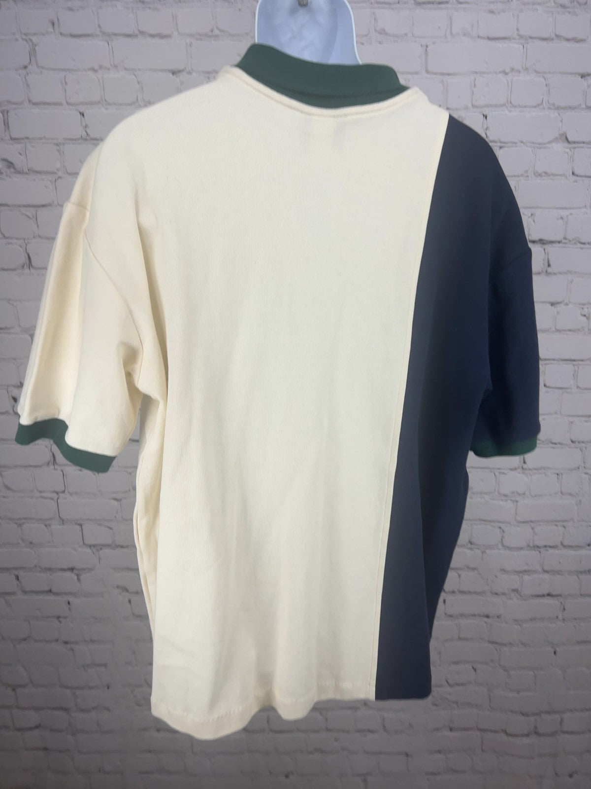 VTG Travaux Penn State Alumni Cream Navy Green Color Block Polo Shirt XL