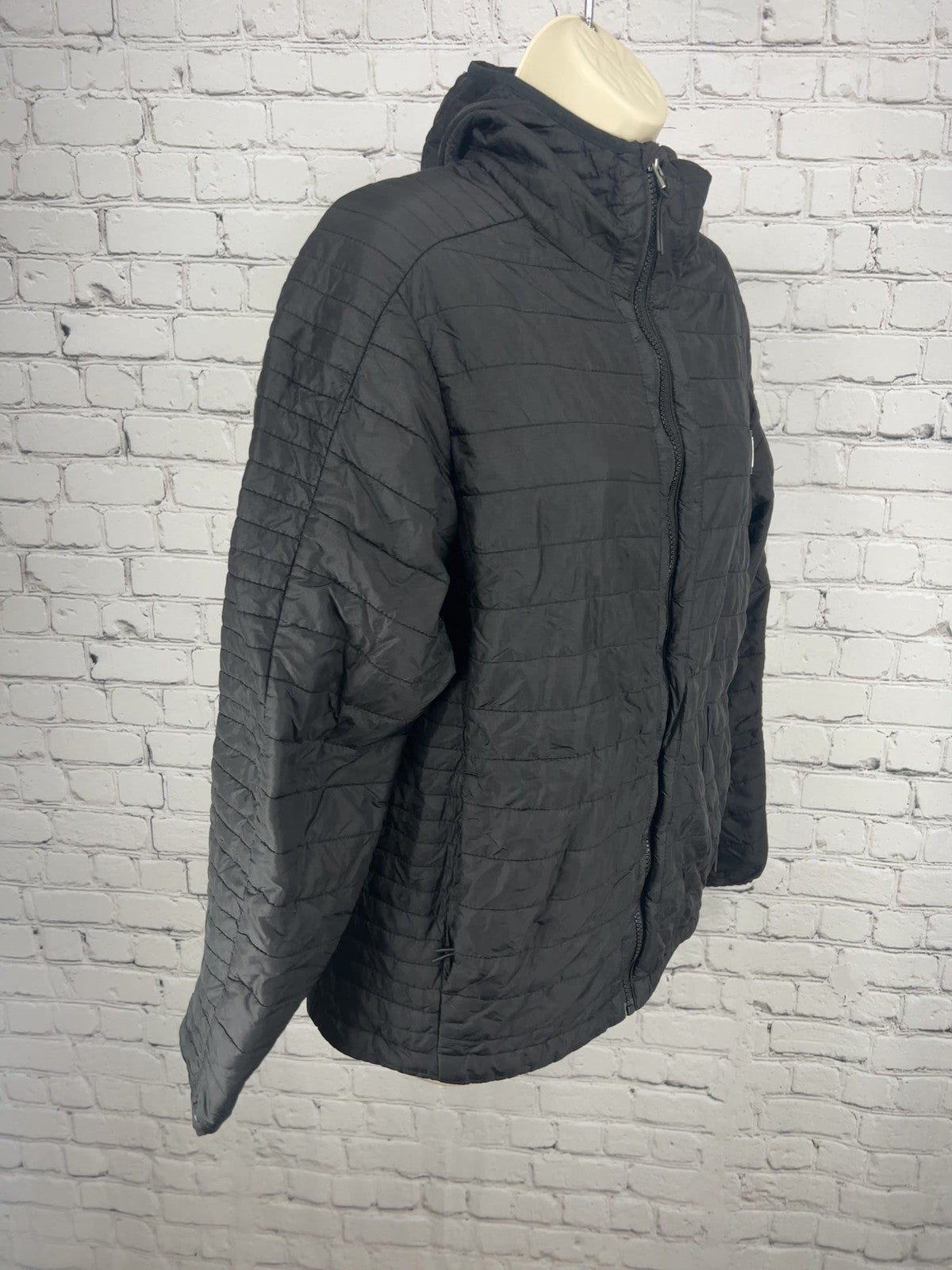 Dutch Bros Coffee Black Quilted Puffer Hooded Full Zip Jacket M