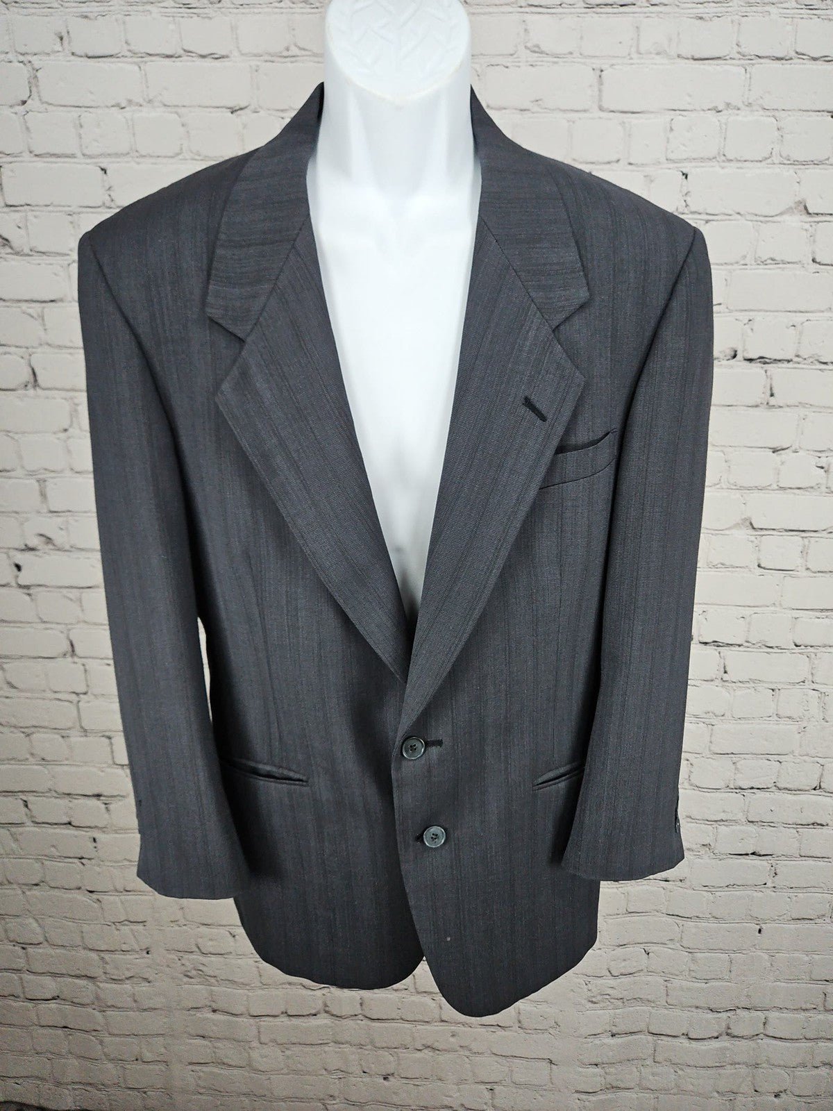 VTG Riserva Luciano Franzoni Gray Stripe Wool 2 Button Blazer Sport Coat 42R
