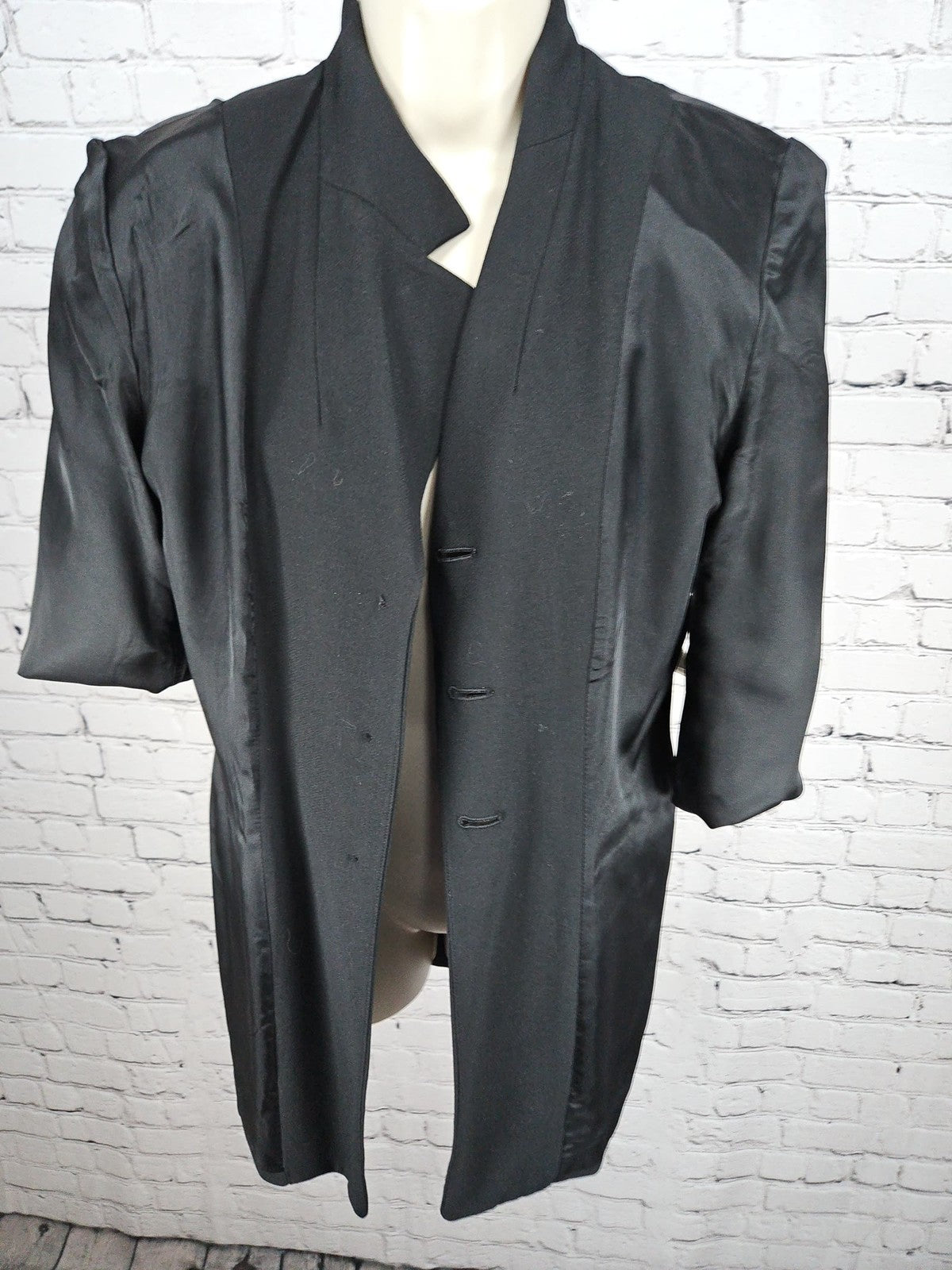 VTG Jones New York Black Wool Blend 3 Button Notch Lapel Lined Blazer Women's 6