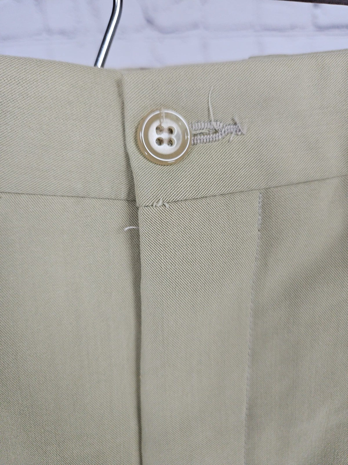 VTG Joseph Abboud Khaki Pleated Rayon Blend Dress Pants Men's 36 (35X30.5)