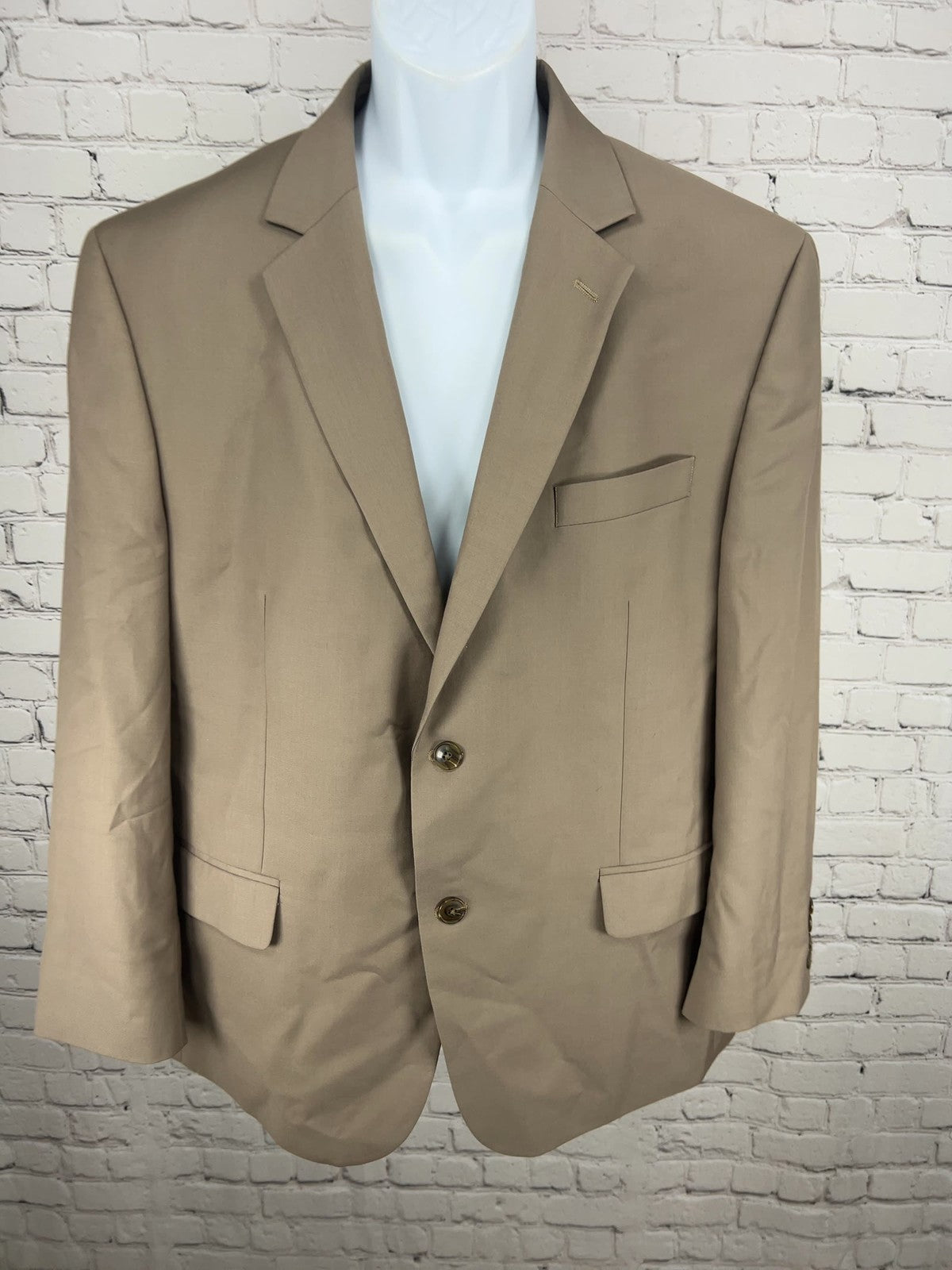 Andrew Fezza Tan 2 Button Double Vented Notch Lapel Blazer Sport Coat 44S