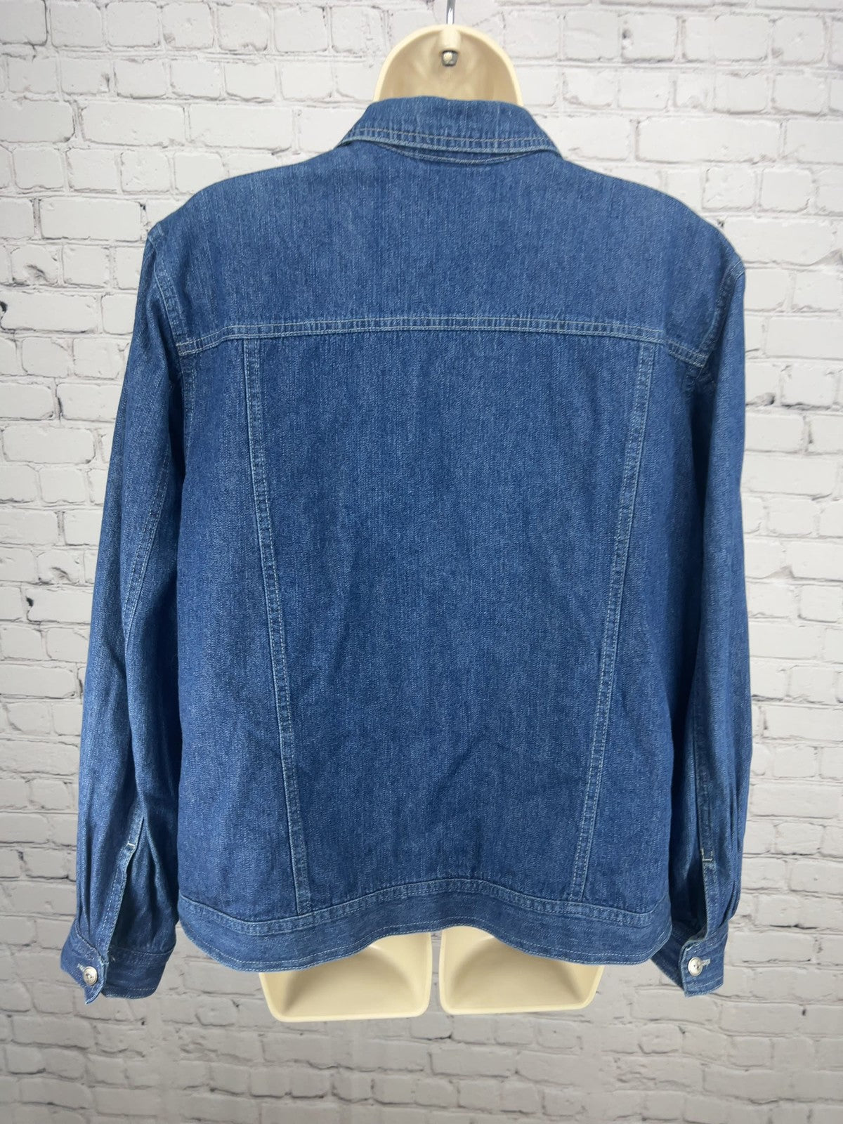 VTG Coldwater Creek Americana Flag Lined Denim Jean Jacket USA Women's XL