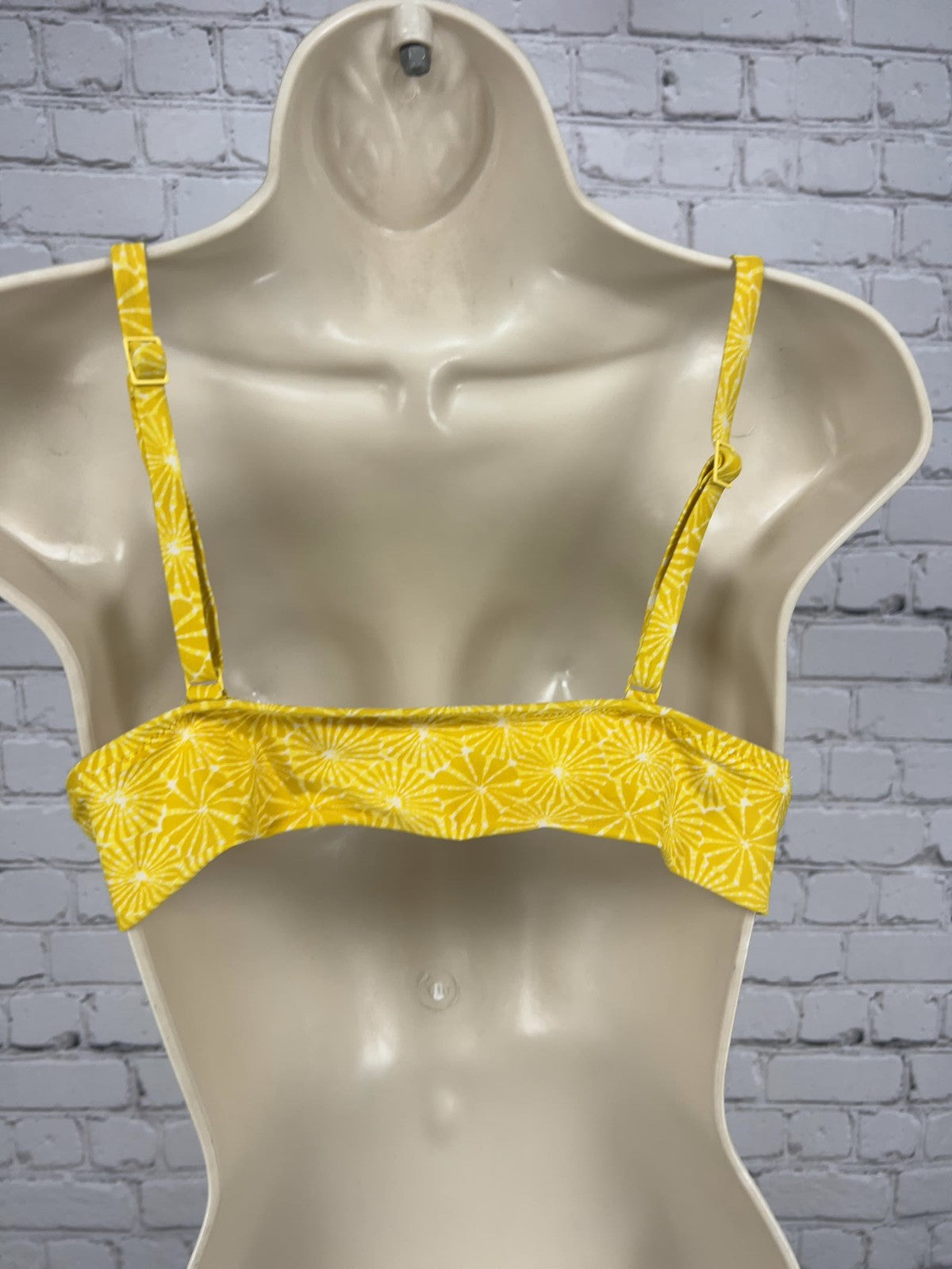 Aerie Yellow White Starburst Print Triangle Bikini Top Bathing Suit L