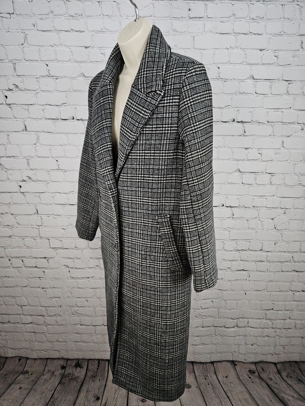 Abercrombie & Fitch Gray Glen Plaid Wool Blend Long Overcoat Women's S