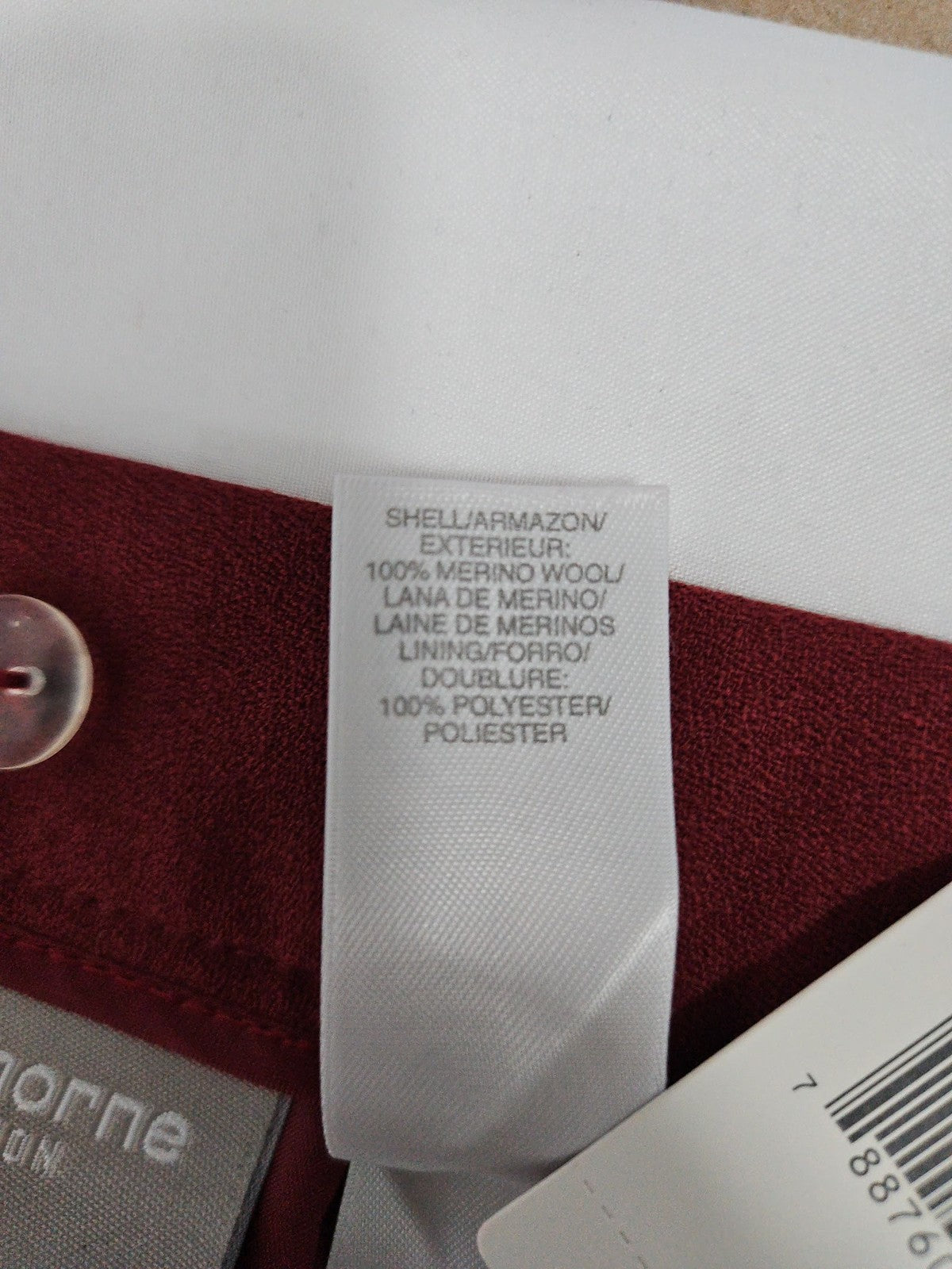 NWD VTG Liz Claiborne Collection Red 100% Merino Wool Lined Pencil Skirt 8