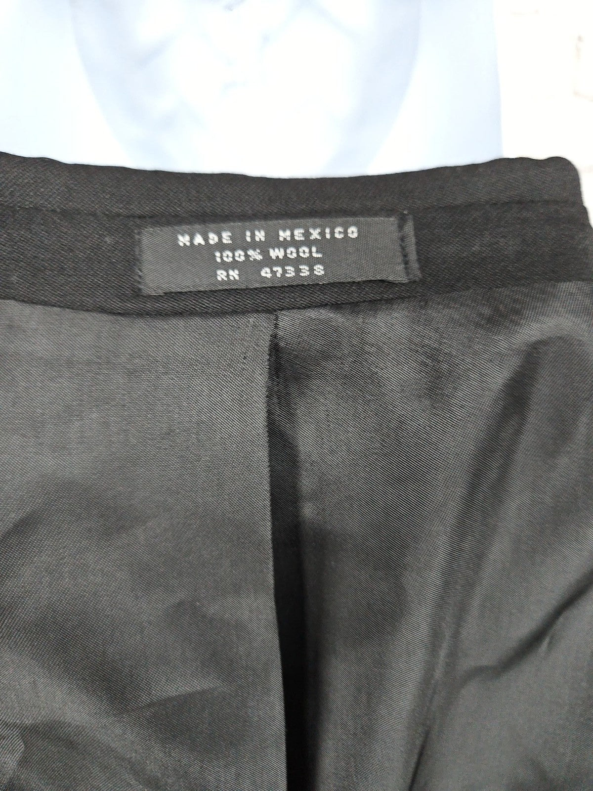 Jones New York Black 100% Wool Satin Notch 2 Button Tuxedo Jacket 42R