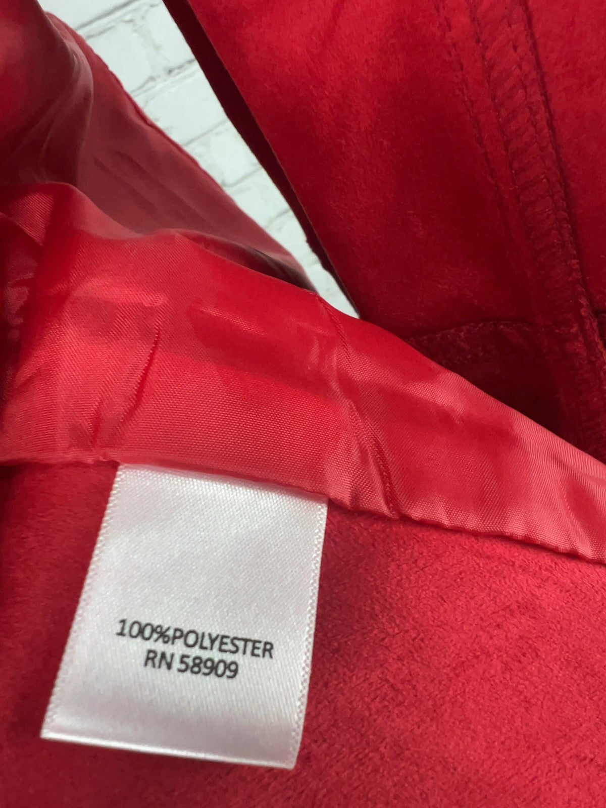 Allison Daley Red Faux Leather Full Zip Snap Collar Lined Jacket S