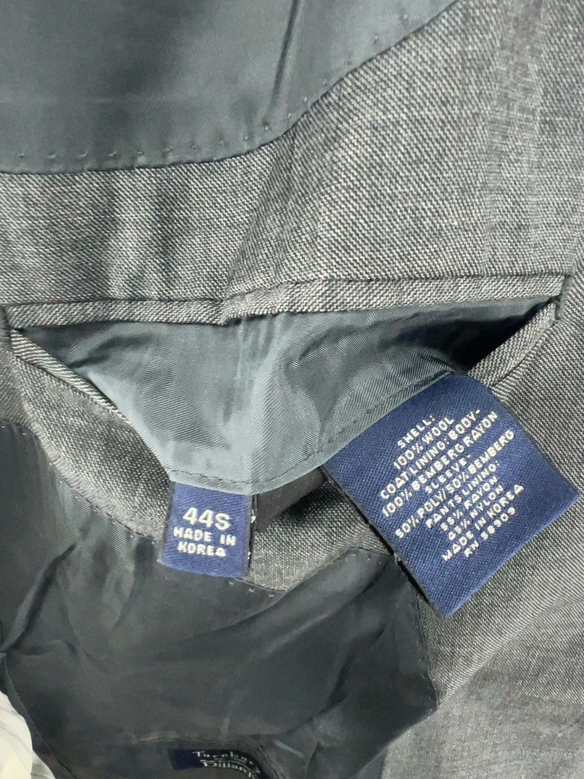 Turnbury Gray 100% Wool 2 Button Single Vented Notch Blazer Sport Coat 44S