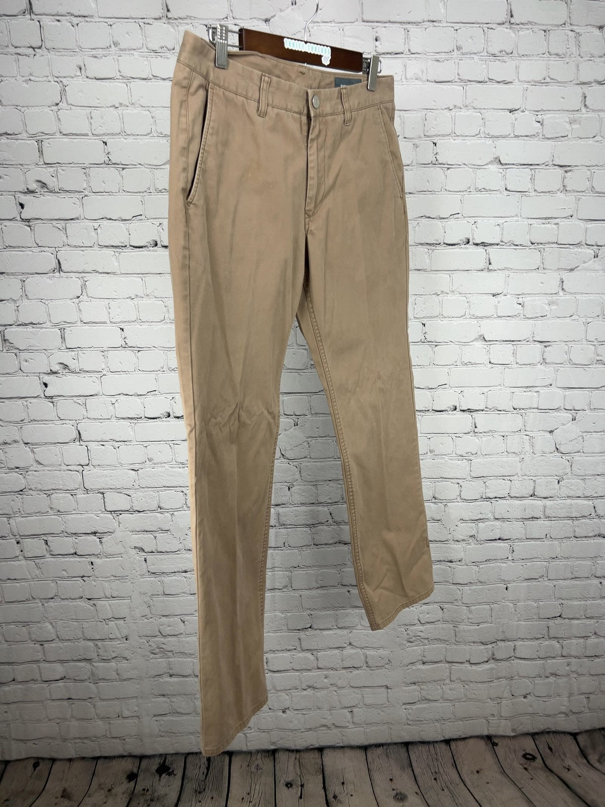 Bonobos Khaki 100% Cotton Straight Leg Flat Front Chino Pants 31x32