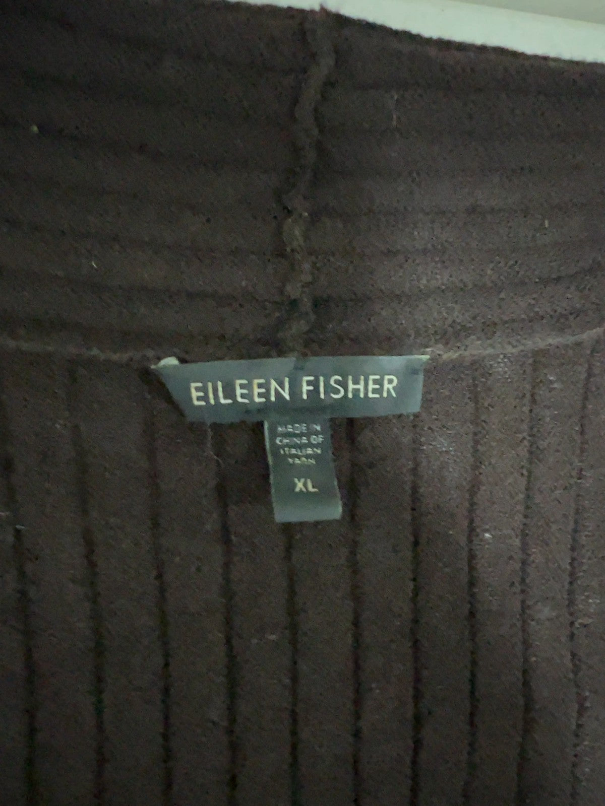 Eileen Fisher Brown Ribbed Knit Open Front Long Sleeve Cardigan Sweater XL