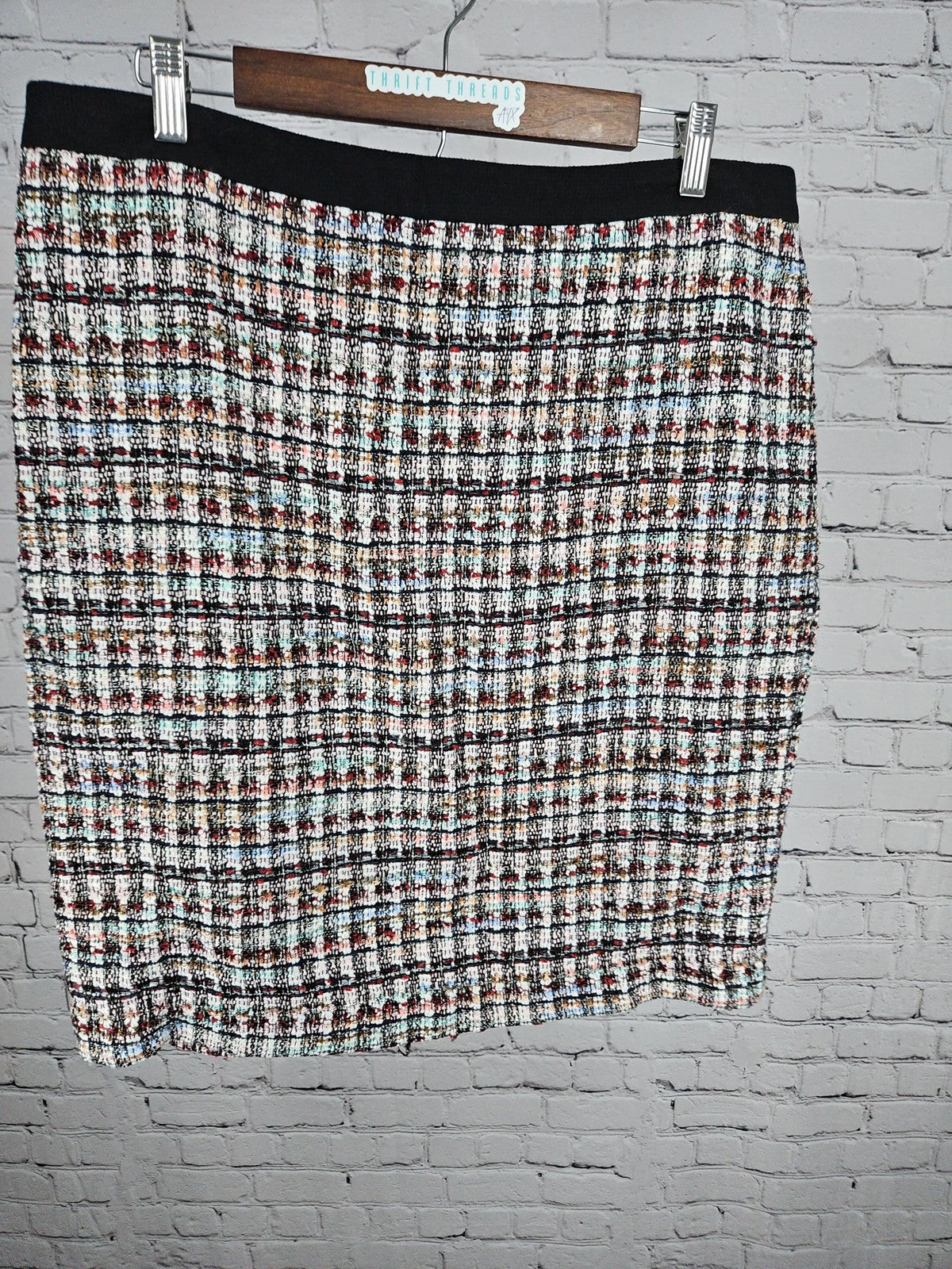 Talbots Petite Multicolor Tweed Boucle Lined Back Zip Pencil Skirt 16P