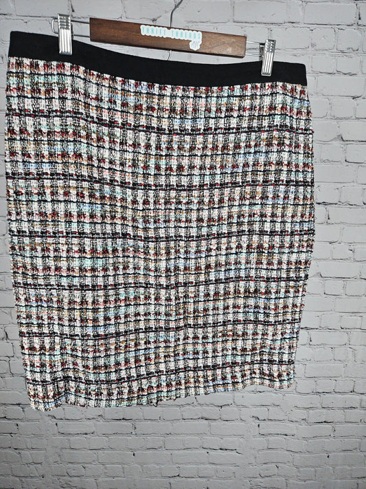 Talbots Petite Multicolor Tweed Boucle Lined Back Zip Pencil Skirt 16P