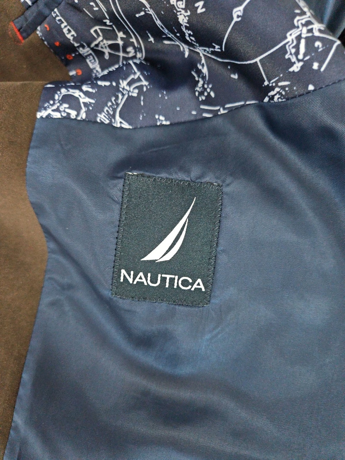 Nautica Brown Faux Suede 2 Button Double Vented Notch Blazer Sport Coat 46R