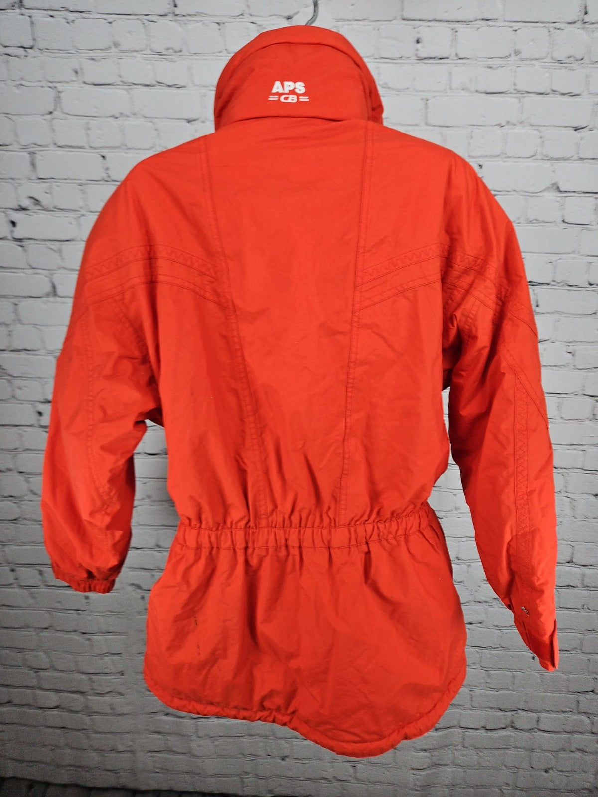 VTG APS CB Red Orange Nylon Insulated Cinched Waist Ski Jacket Womens 10