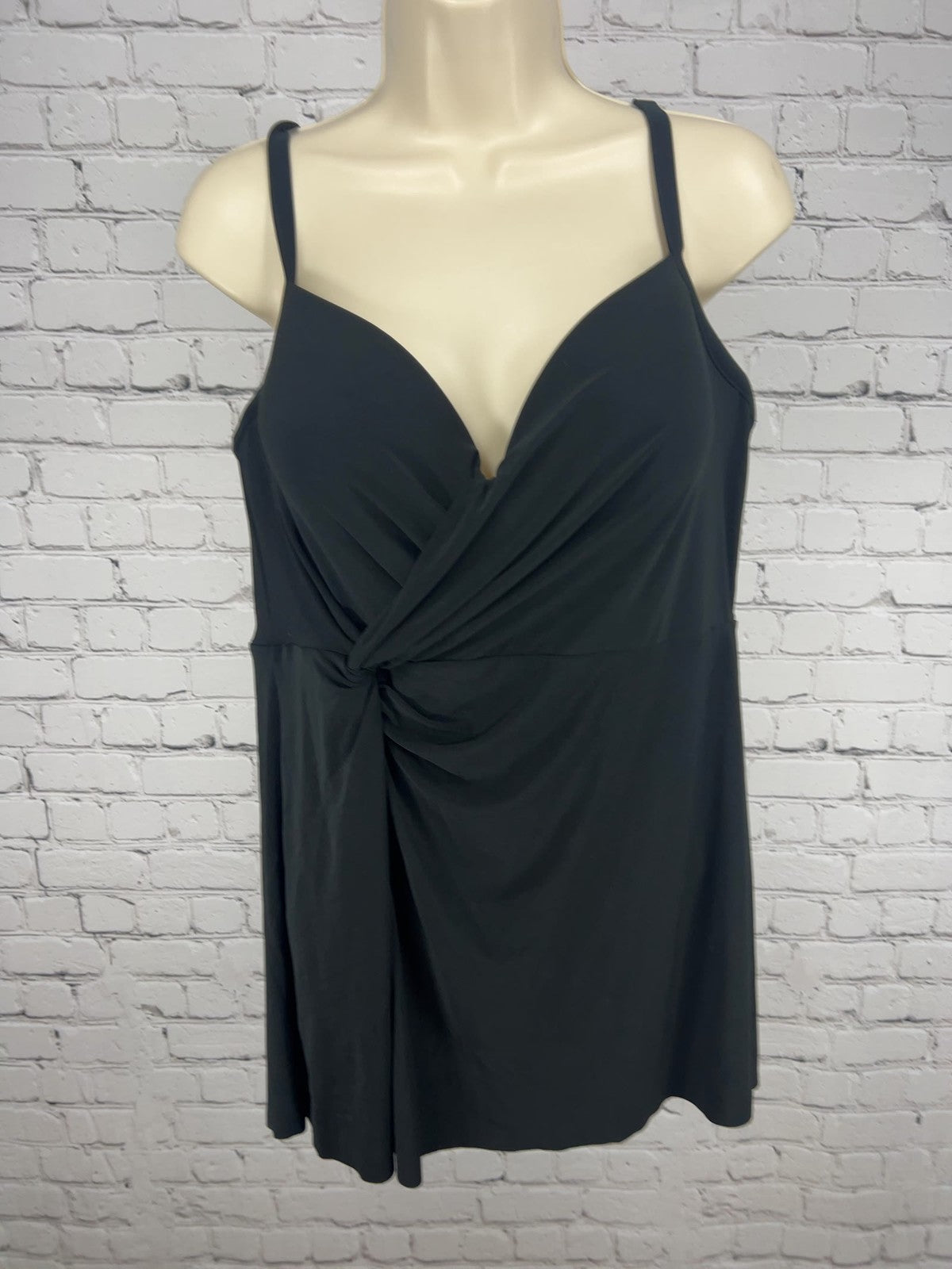 Miraclesuit Adora Black Twist Front Underwire Swimdress One Piece Swimsuit 16
