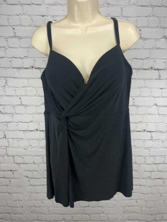 Miraclesuit Adora Black Twist Front Underwire Swimdress One Piece Swimsuit 16