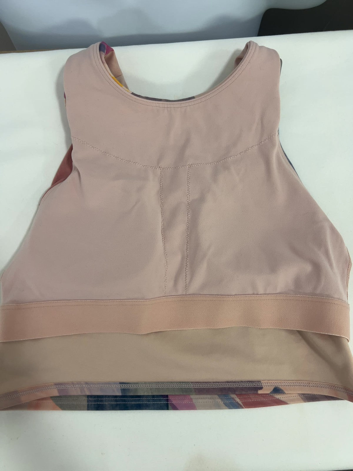 Athleta Multicolor Abstract Print High Neck Racerback Crop Sports Bra S