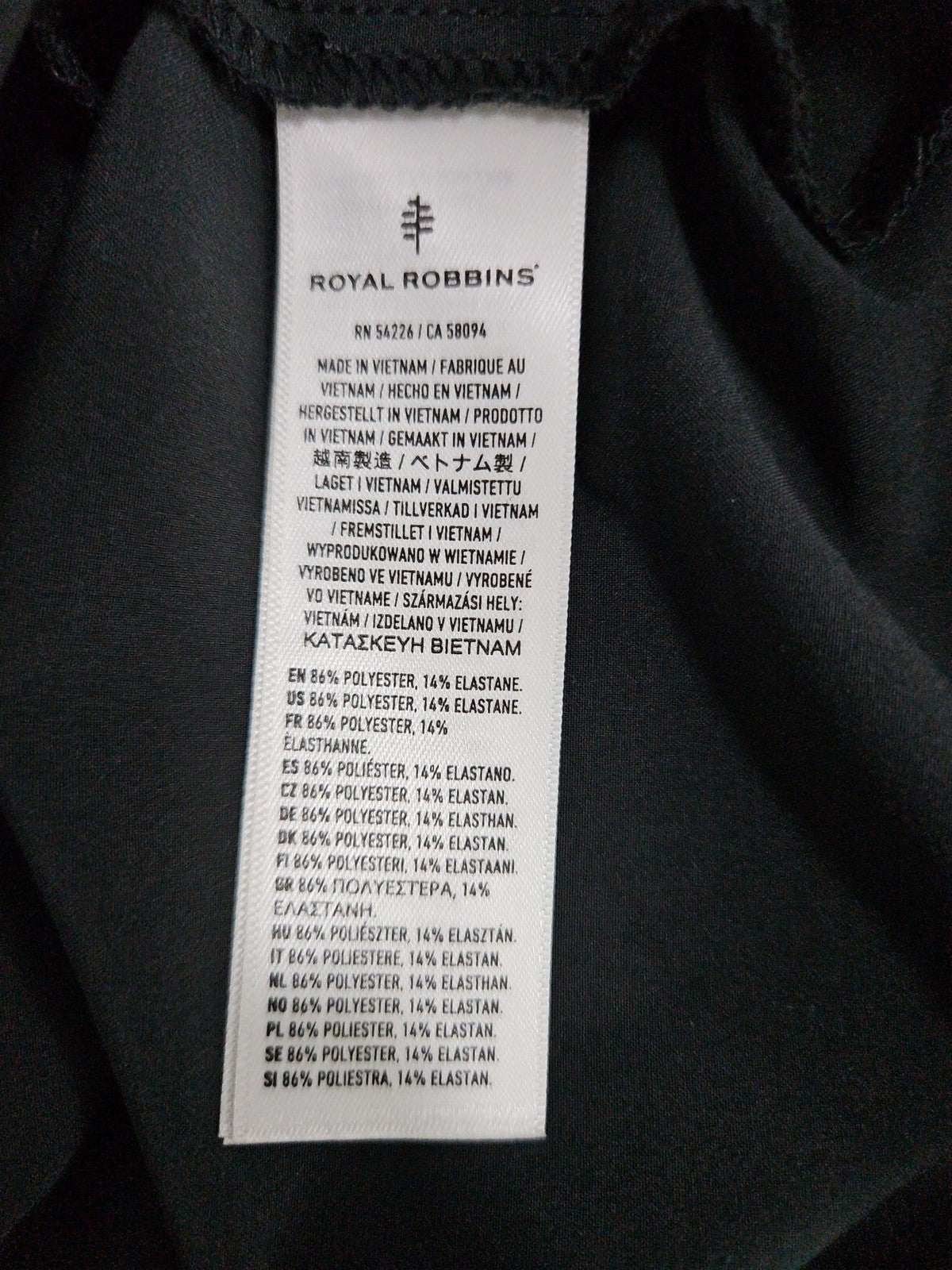 Royal Robbins Women's Black Shawl Collar Drawstring Waist Shirt Dress L