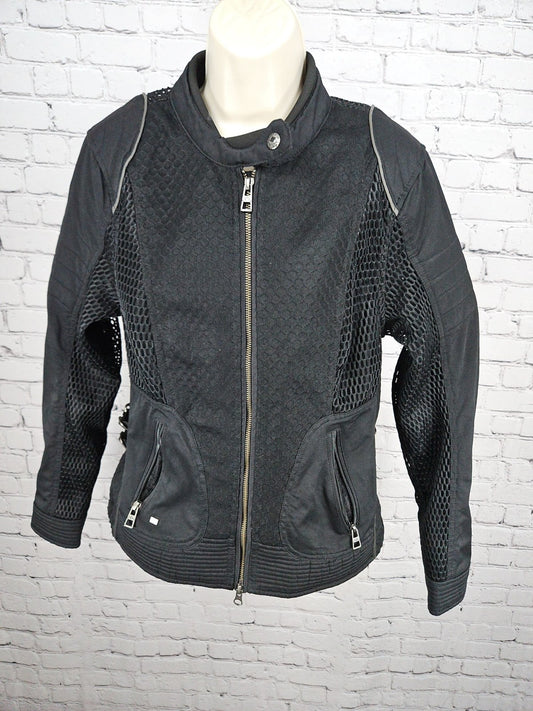 Harley Davidson Black Mesh Reflective Zip Front Moto Riding Jacket Women's M