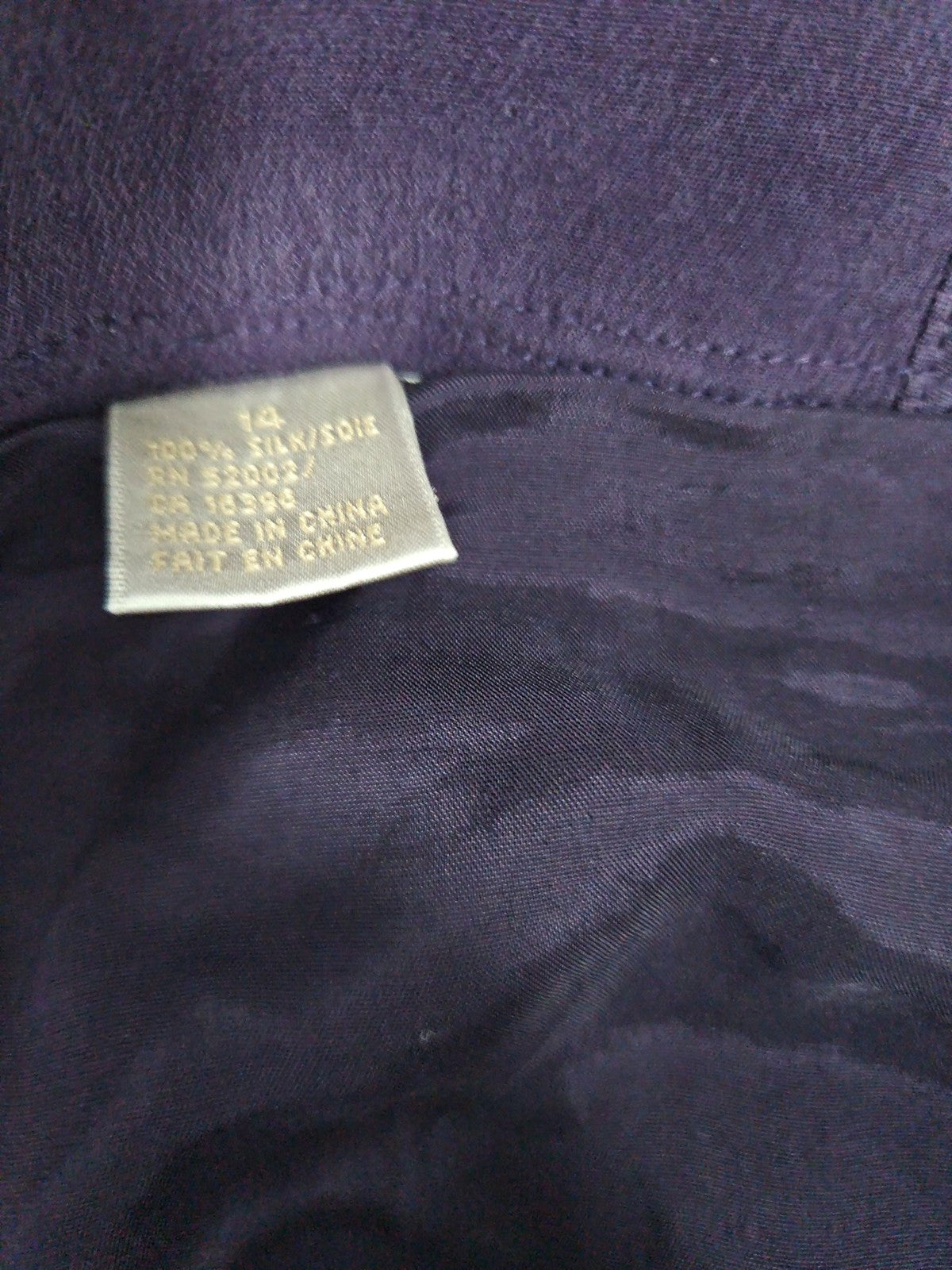 Purple 100% Silk Pleated Side Zip Tapered Pants Women's 14 (32X27)
