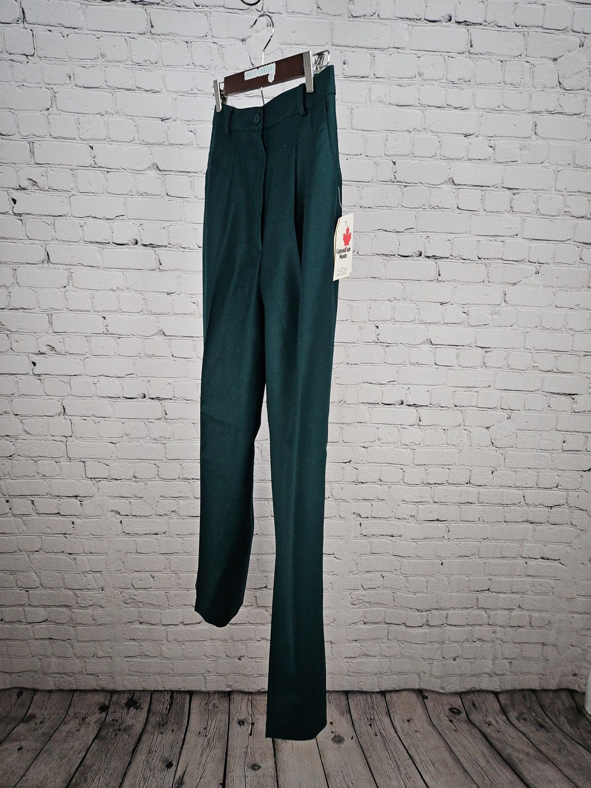NWT VTG Mister Leonard Forest Green Pure Wool Pleated Trouser Pants 14 (29X30)