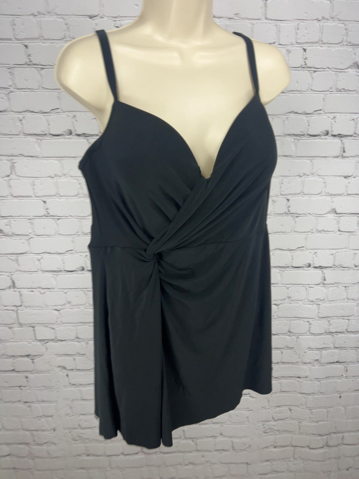 Miraclesuit Adora Black Twist Front Underwire Swimdress One Piece Swimsuit 16