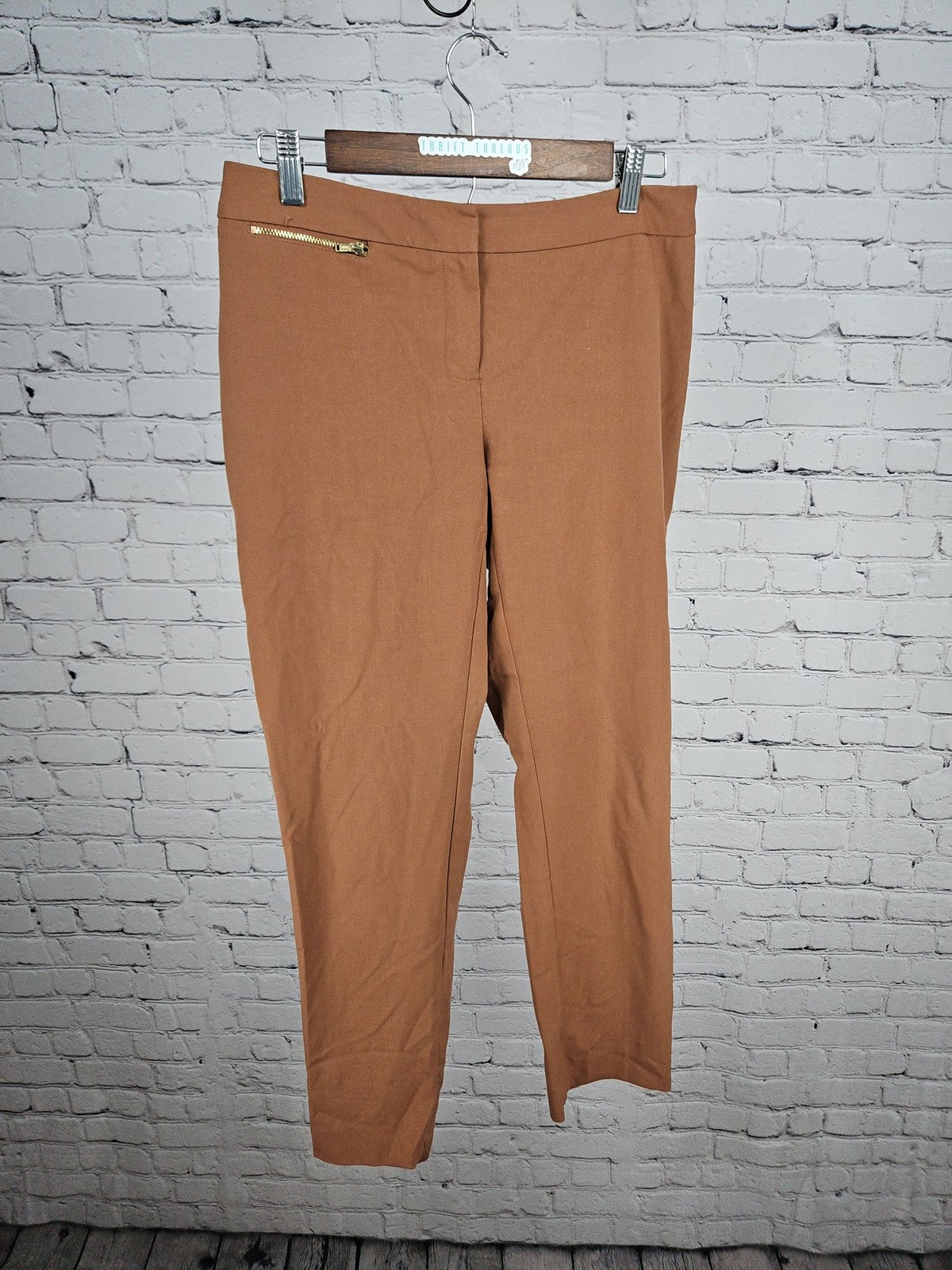 Ellen Tracy Brown Zip Pocket Slim Ankle Women's Dress Pants 2 (30X27.5)