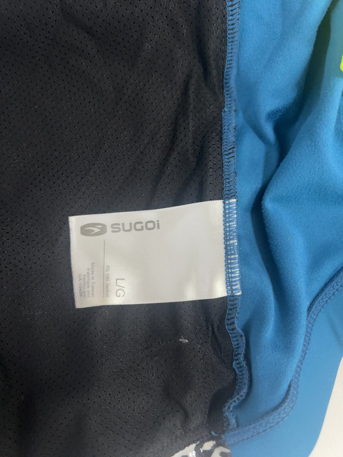 Sugoi RS 180 Neon Yellow Teal Reflective Full Zip Men's Cycling Jacket L