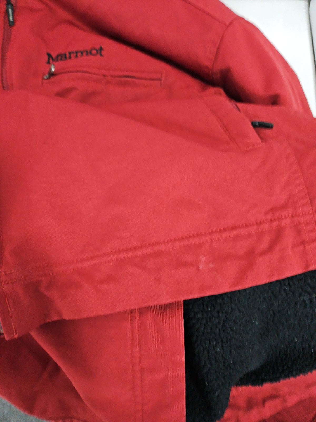 Marmot Red Nylon Sherpa Fleece Lined Insulated Full Zip Jacket Men's XL