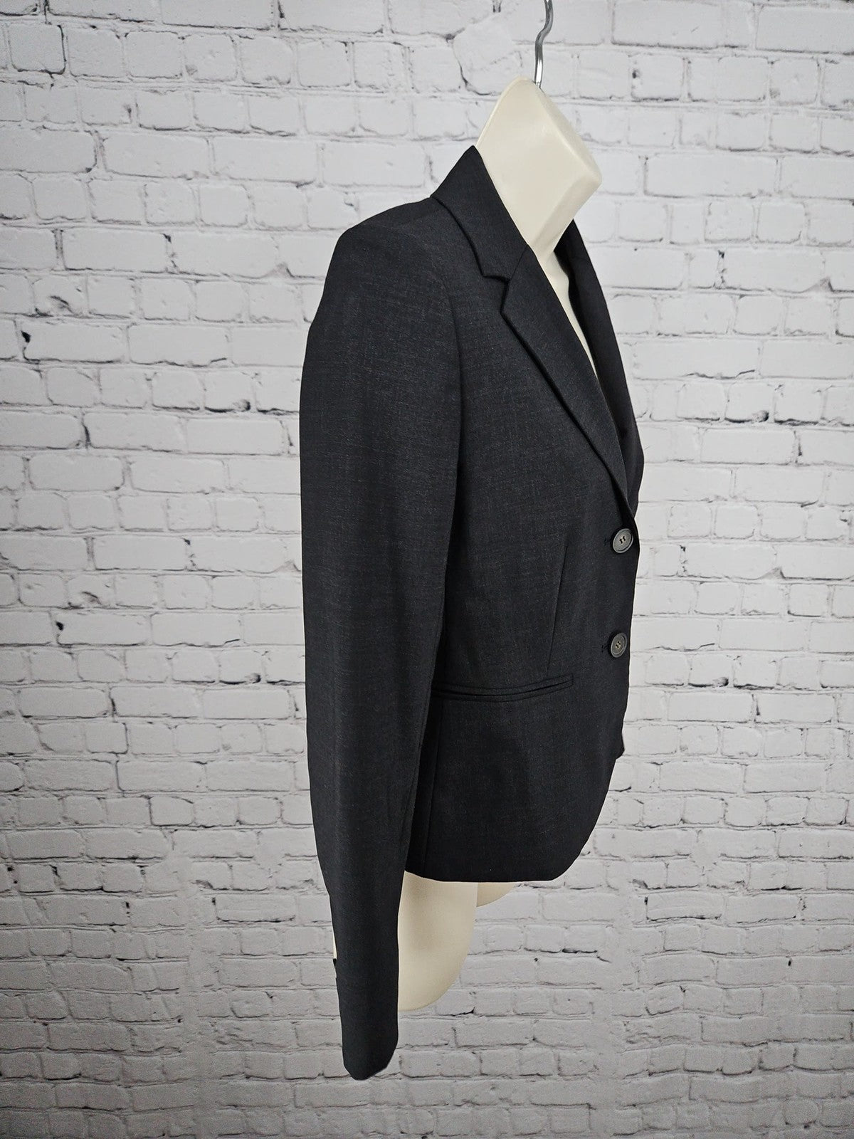 J.Crew Stretch Charcoal Gray Wool Blend 2 Button Notch Lapel Blazer Jacket 0