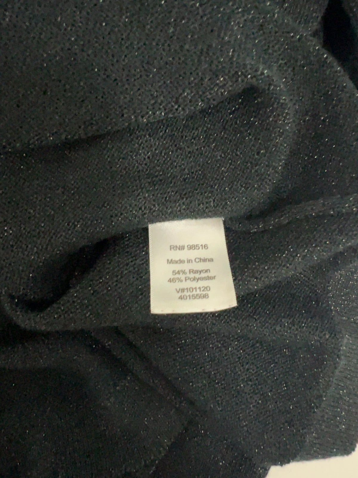 Coldwater Creek Black Metallic Cowl Neck Knit Semi Sheer Long Sleeve Sweater XL