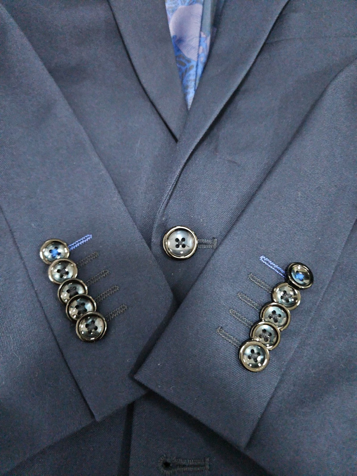 Soul of London Navy Blue 2 Button Notch Floral Lined Blazer Sport Coat 38R
