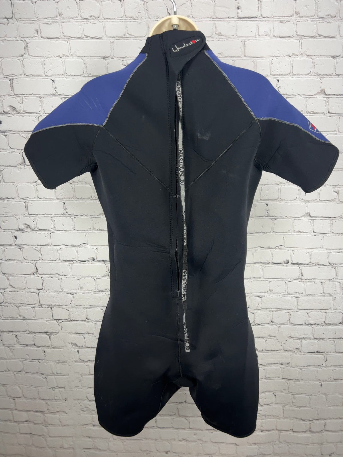 Henderson Thermoprene 3mm Black Blue Back Zip Shorty Wetsuit Mens L