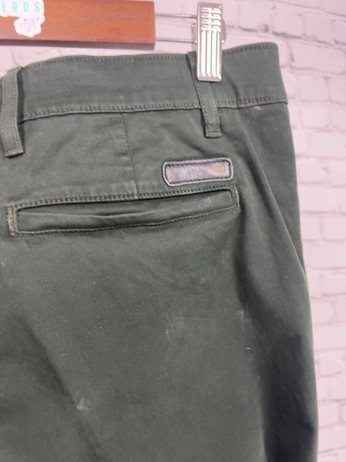 AG Dark Green Lux Khaki Tailored Trouser Stretch Chino Pants 32