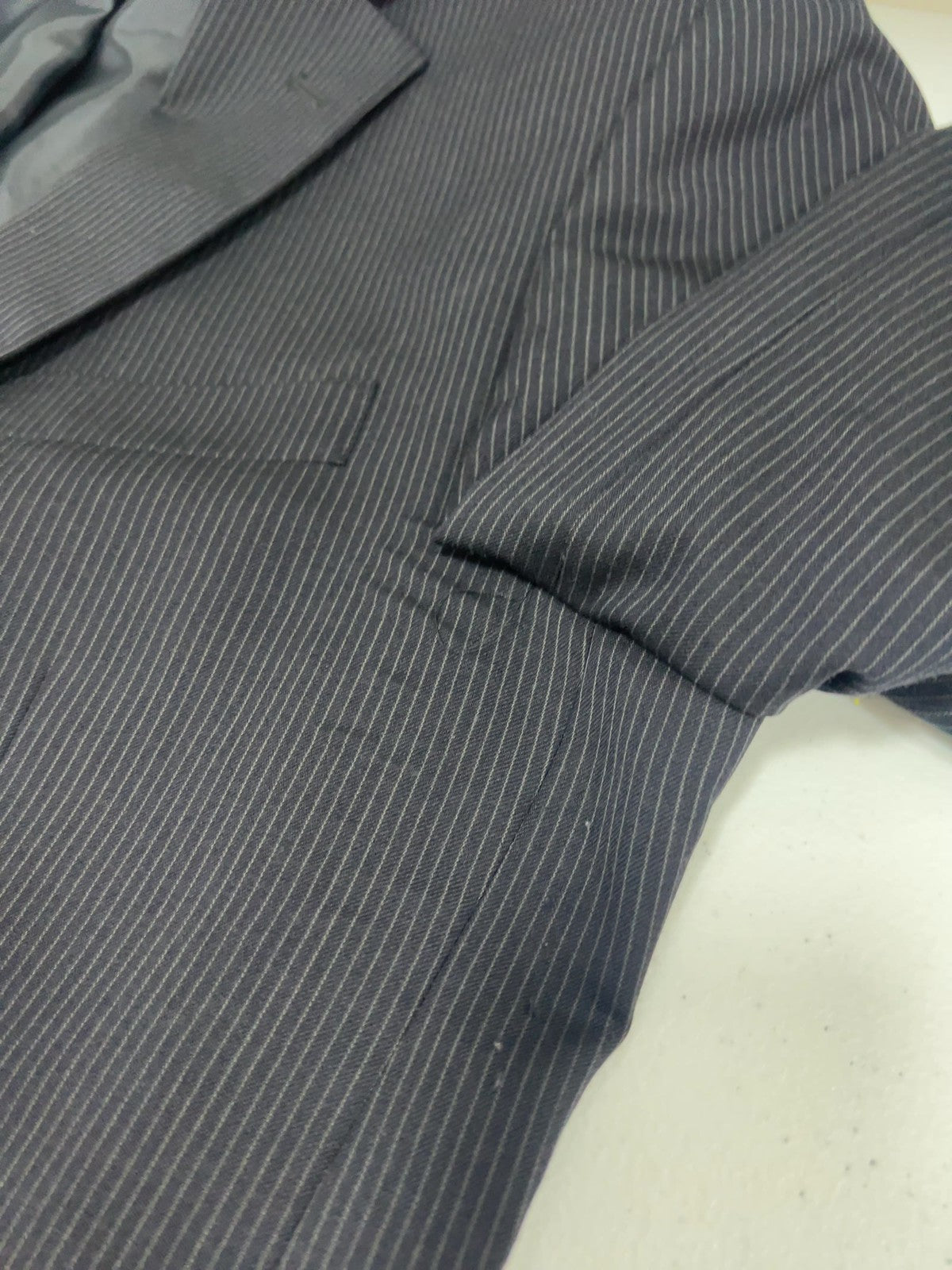 Jones New York Collection Navy Pinstripe Wool 2 Button Blazer Sport Coat 38S