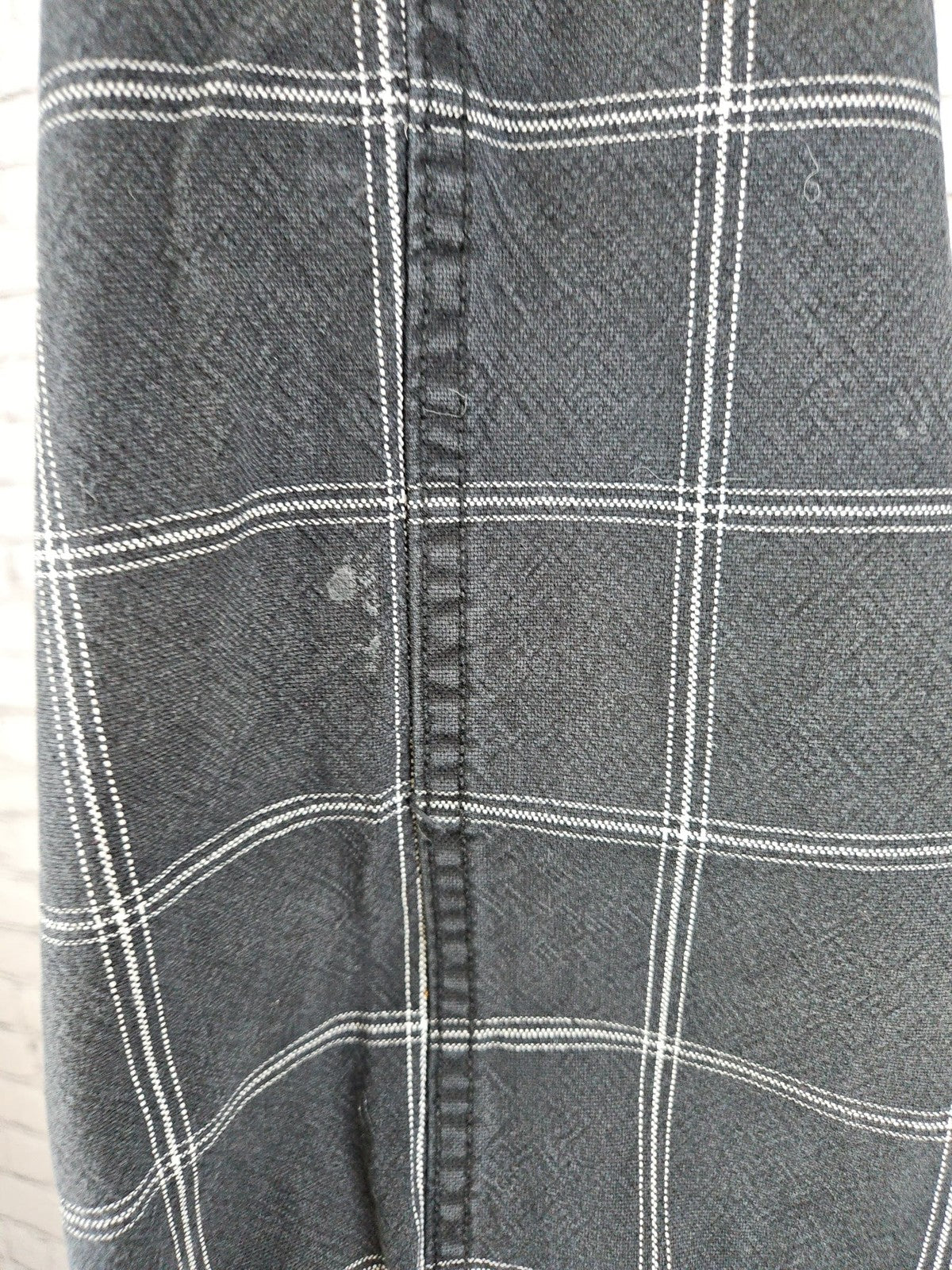 Madewell Black White Windowpane Plaid Wide Leg Cropped Pants 27 (28X23.5)
