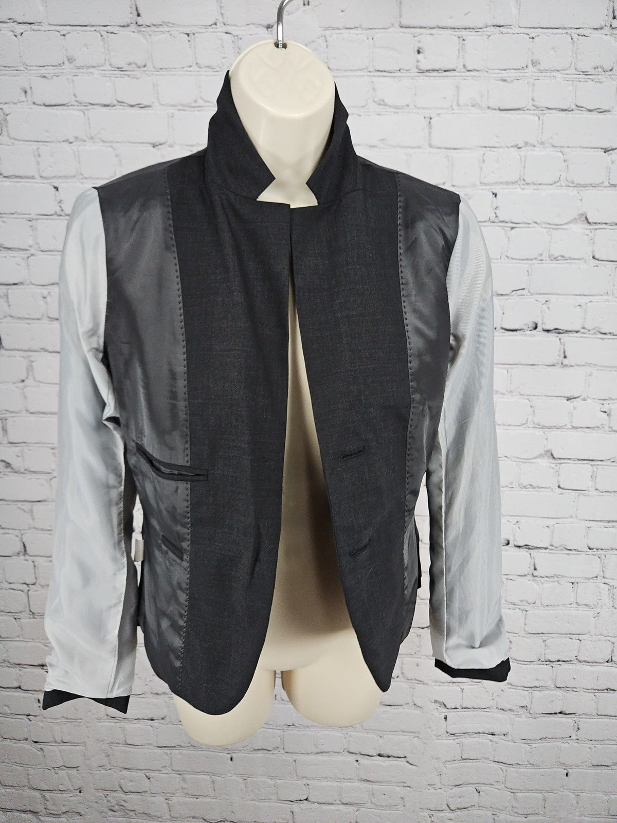 J.Crew Stretch Charcoal Gray Wool Blend 2 Button Notch Lapel Blazer Jacket 0