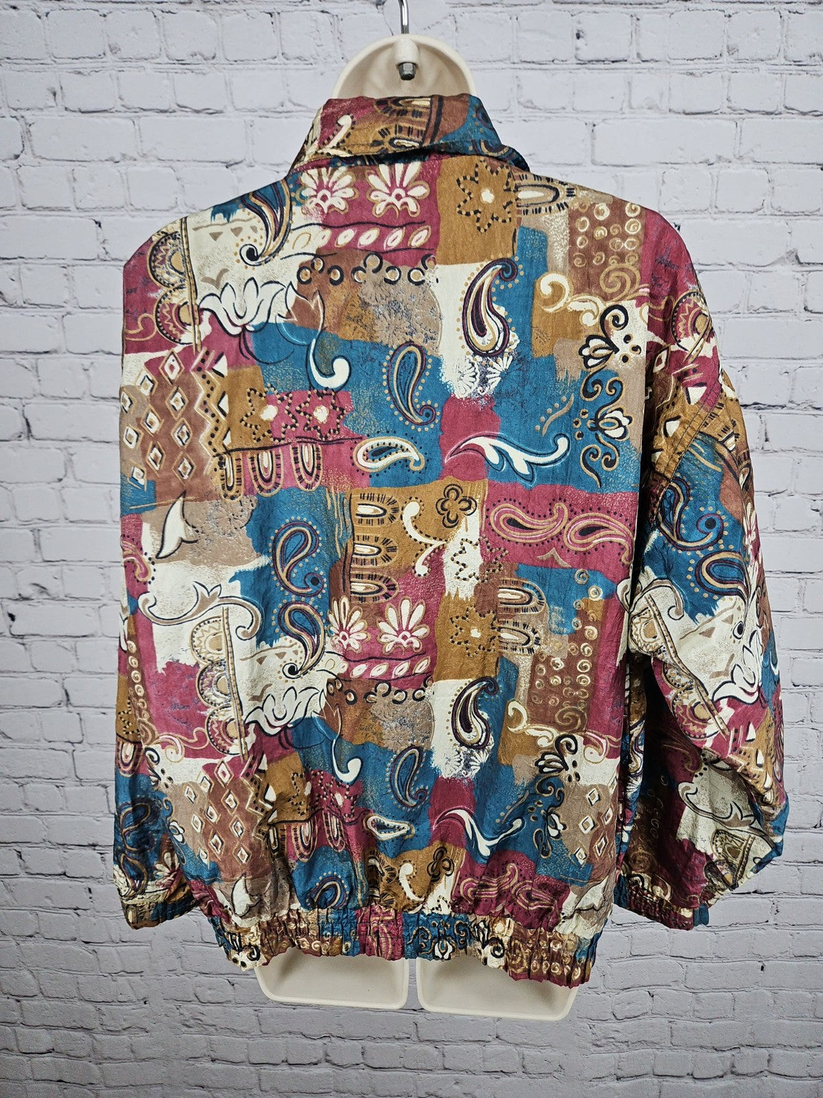 VTG Westside Connection Reversible Teal Paisley Nylon Windbreaker Jacket L