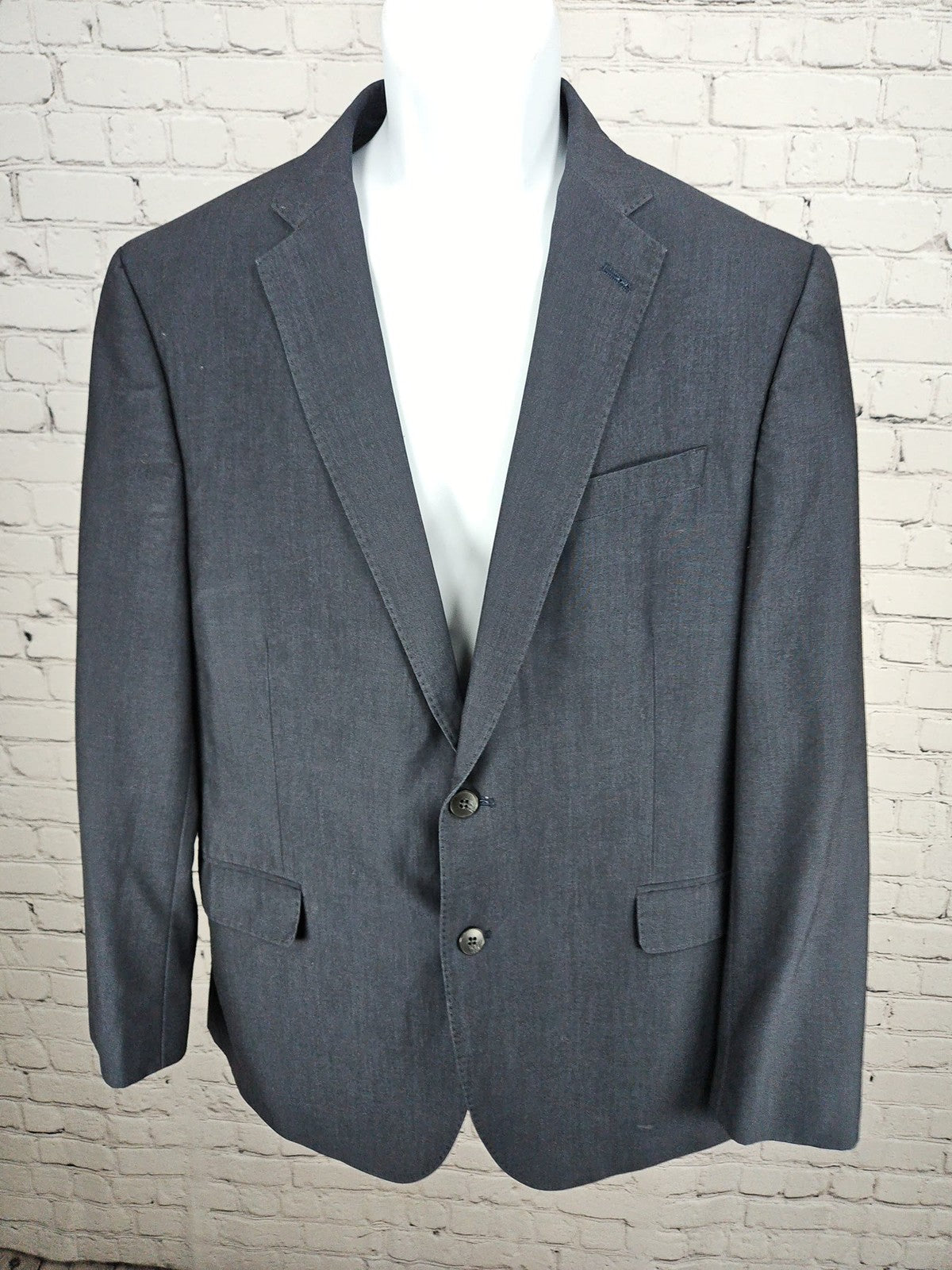 J.Ferrar Slim Fit Charcoal 2 Button Notch Lapel Blazer Sport Coat 46R