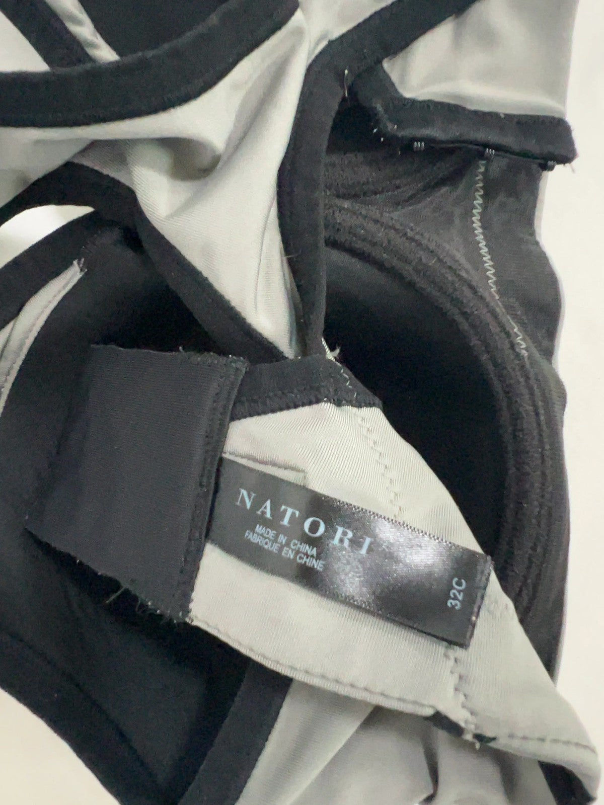 Natori Gray Black Trim Racerback Wireless Contour Sports Bra 32C