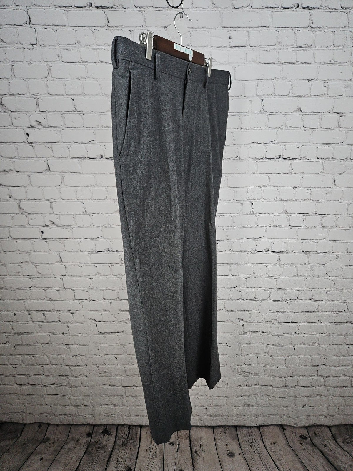 Hart Schaffner Marx Gray Wool Blend Flat Front Dress Pants 38 (39X30)