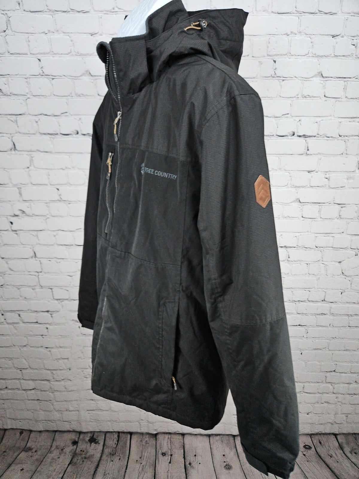 Free Country Black Hooded Insulated Flannel Lined Men's Winter Jacket L