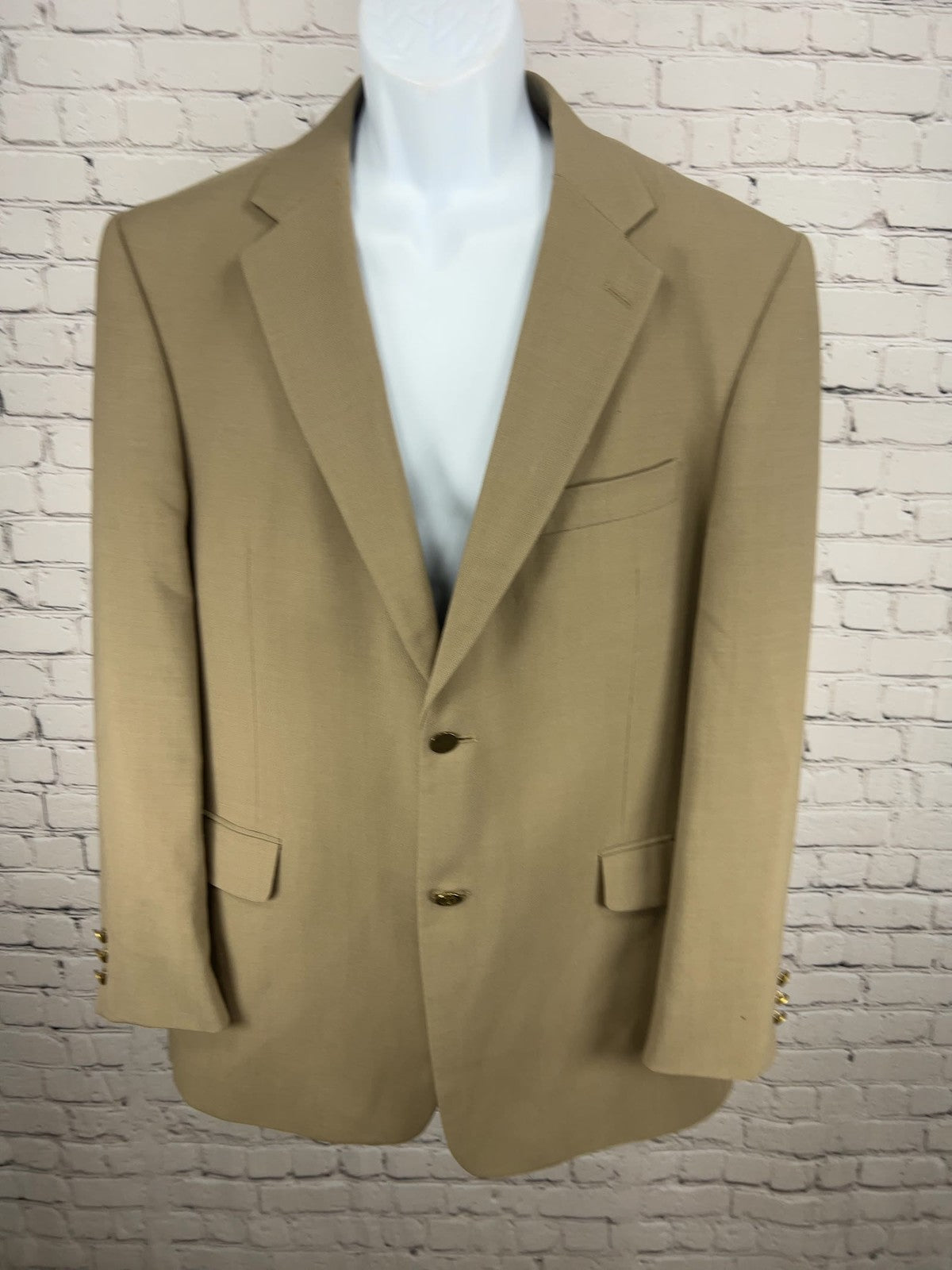 Nicklaus Tan Wool Blend 2 Button Single Vented Notch Blazer Sport Coat 43R