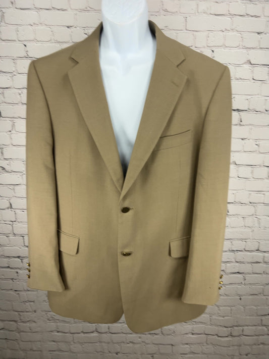 Nicklaus Tan Wool Blend 2 Button Single Vented Notch Blazer Sport Coat 43R