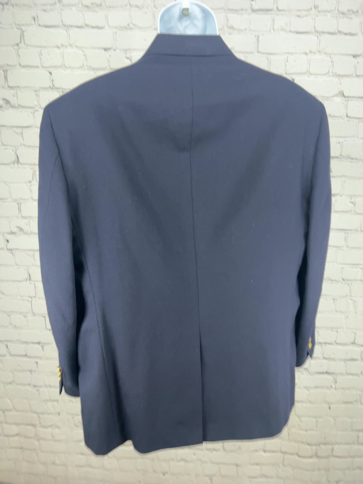 VTG John Clarendon Navy 100% Wool Gold Button 2 Button Blazer Sport Coat USA 48