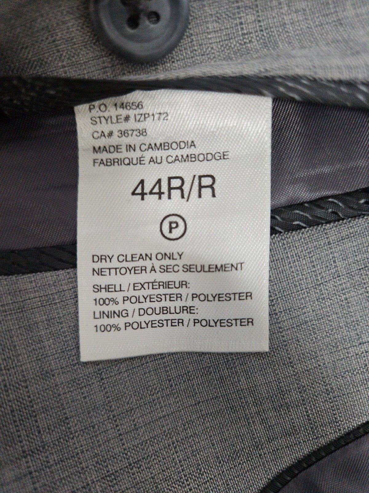 NWOT Haggar Gray Polyester 2 Button Single Vented Notch Blazer Sport Coat 44R