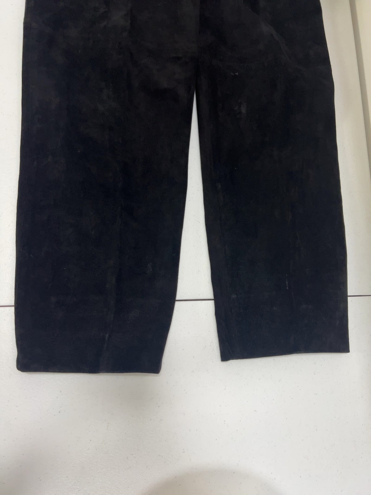 VTG Cedars Black Suede Leather Paperbag Waist Pleated Tapered Pants 6