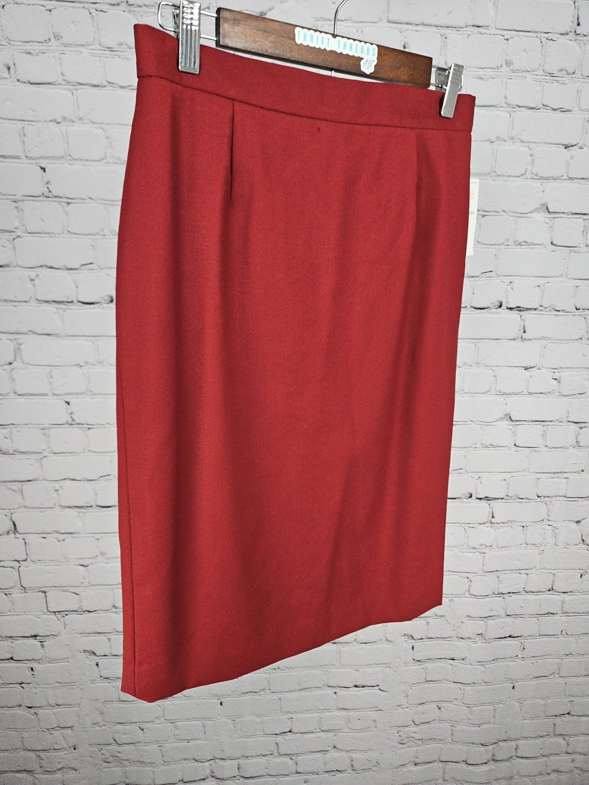 NWD VTG Liz Claiborne Collection Red 100% Merino Wool Lined Pencil Skirt 8