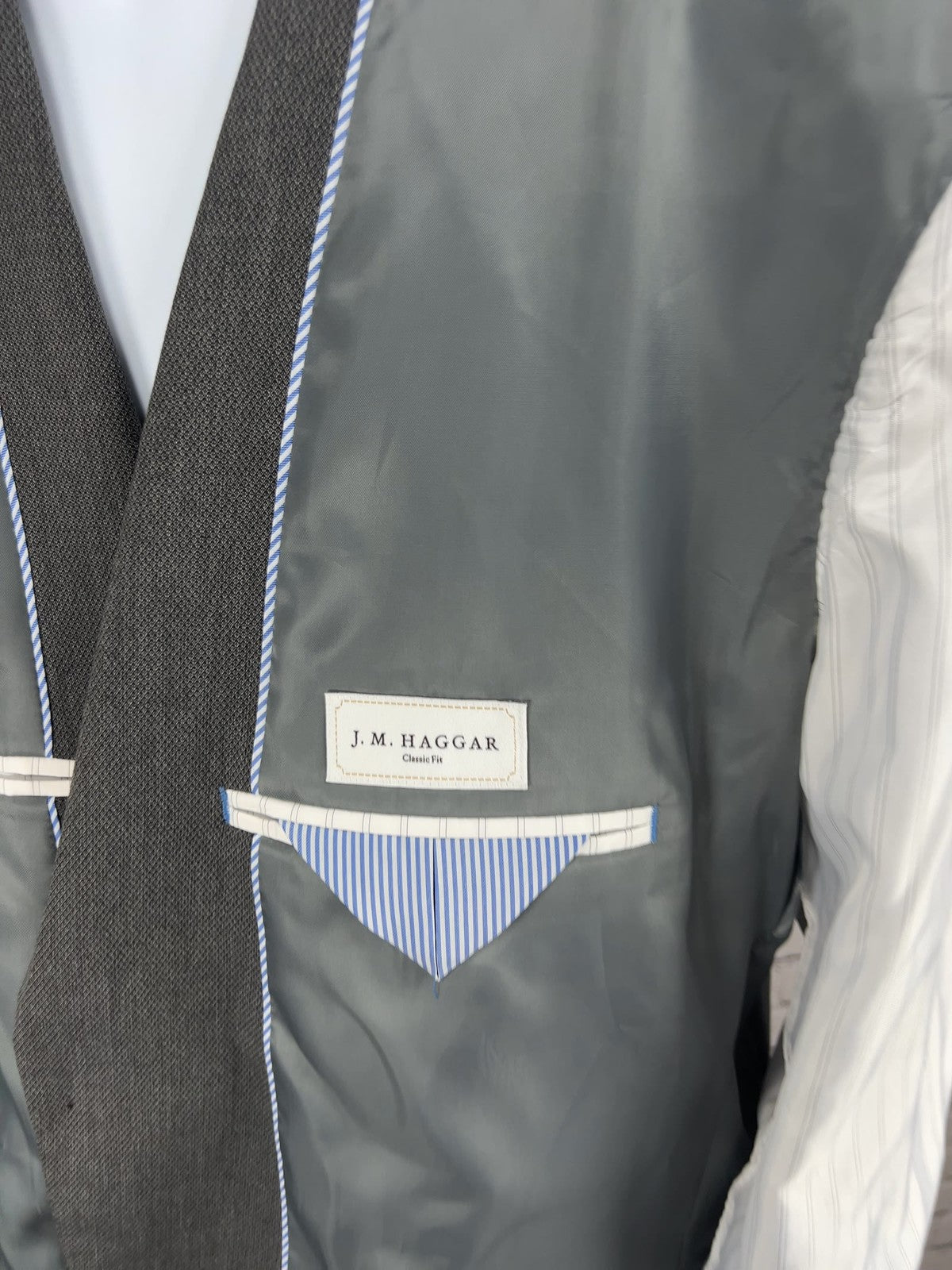 J.M. Haggar Gray Classic Fit 2 Button Single Vented Notch Blazer Sport Coat 44R